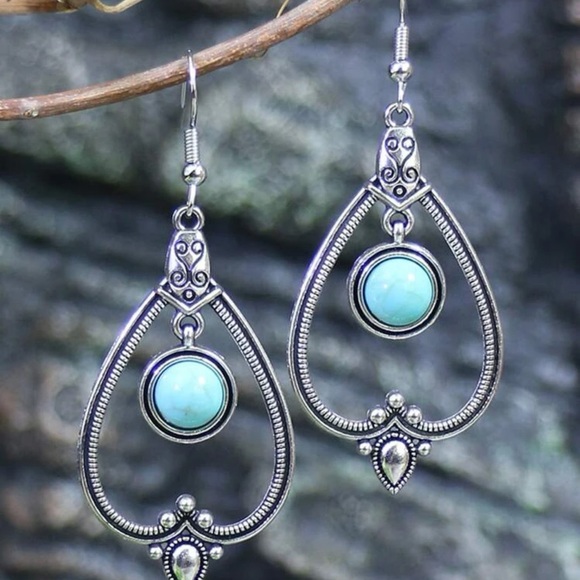 TURQUOISE WATER DROP EARRINGS - Picture 6 of 8